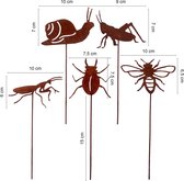 UNUS® Piquets de Jardin Insectes 5 pièces Petite décoration de Jardin métal Rouille
