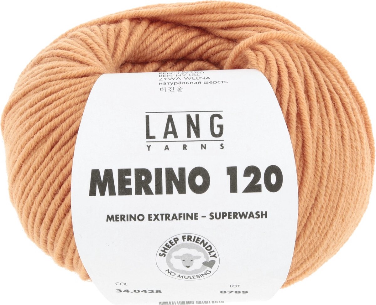 Lang Yarns Merino 120 - 428 perzik - Merinowol Garen