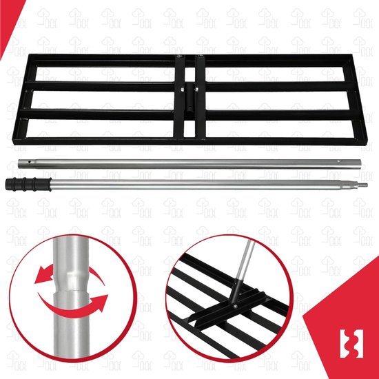 Gazonrakel 90 x 30 cm met Stalen Steel - Perfect voor Nivelleren en Onderhouden van je Gazon — afbeelding 2