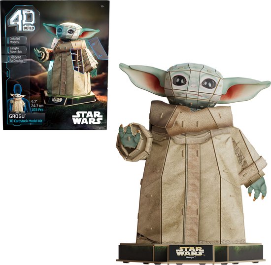 Grogu 3D-puzzel in beige met gedetailleerde doos.