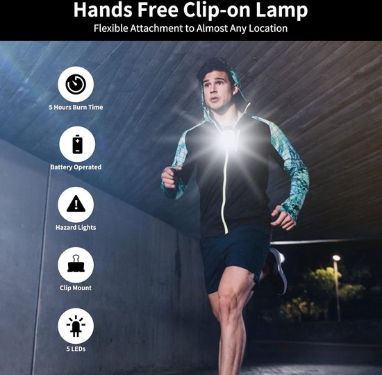 Clip-on loopverlichting 2 stuks oplaadbaar - USB looplamp met 4 ...