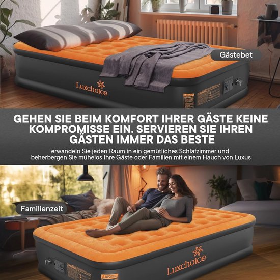 Zelfopblazend luchtbed voor 2 personen met geïntegreerde elektrische pomp - Premium opblaasbaar matras voor camping en thuisgebruik — afbeelding 5