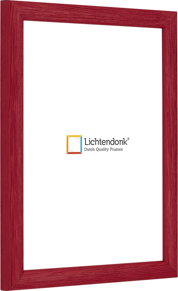 Lichtendonk Fotolijst - Fotokader - Rood - Halfrond met zichtbare houtnerf - Fotomaat 20x30 - Ontspiegeld glas - Art.nr. 1055006420301
