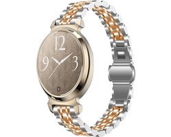 Stalen bandje - RVS - geschikt voor Garmin Lily 2 en Lily 2 Active - zilver-rosegoud
