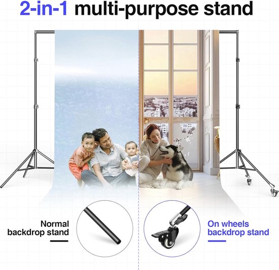 NEEWER Fotostudio achtergrondsteunsysteem, 3 m breed, 2 m hoog