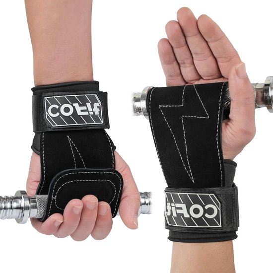Bracelets à préhension améliorée pour l'haltérophilie - Cuir Oxford double couche - Protection du poignet - Sangles de fitness Deadlift et Powerlifting