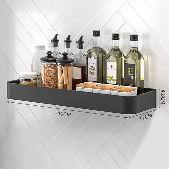 Kruidenrek Aan De Muur Hangend Keukenrek Met Keukenrolhouder - 6 Haken Keukenorganizer Lade Keukengereihouder 40 Cm Grijs