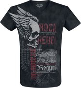 T-Shirt Rock Rebel By EMP Homme - Gris Avec Petit Imprimé Devant Et Grand Imprimé Dos - 100% Coton - Coupe Regular