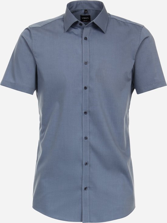 Chemise VENTI body fit - manches courtes - popeline - bleu - Repassage facile - Taille de col : 44