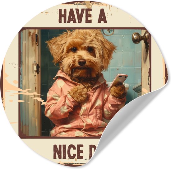 WallCircle® - Papier peint cercle 30x30 cm - Stickers muraux Citations - Chien - Bonne journée - Vintage - Dicton - Cercle mural salon - Cercle mural chambre - Décoration de chambre autocollante - Accessoires de Décoration murale