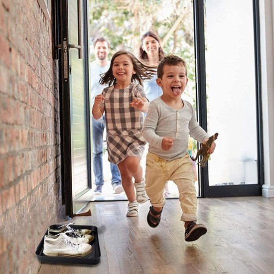 Lot de 2 égouttoirs à chaussures, plateau à chaussures en plastique avec bord surélevé