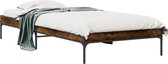 vidaXL - Cadre de lit - décoré - bois - et - métal - fumé - chêne - 90x190 - cm