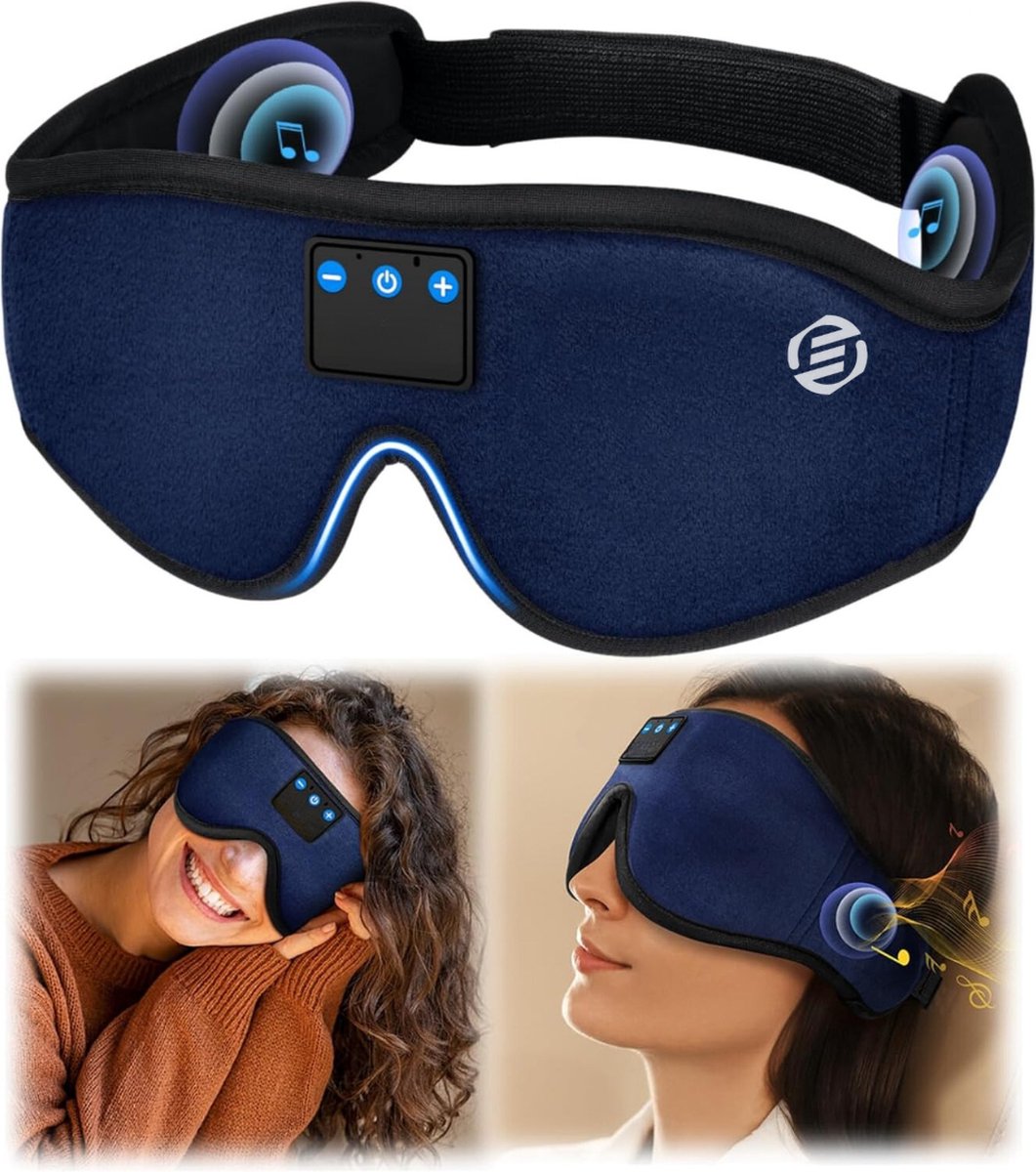 Equivera Slaapmasker Bluetooth - Slaap Koptelefoon - Hoofdband met Speakers - Mannen en Vrouwen - Slaapmasker met Speakers - 100% Verduisterend - Incl. White Noise en Binaural Beats