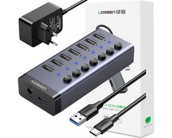 Ugreen - multifunctionele - HUB 7in1 USB Type C - 7x USB Type A 3.0 PD DC 12V grijs - (CM481)