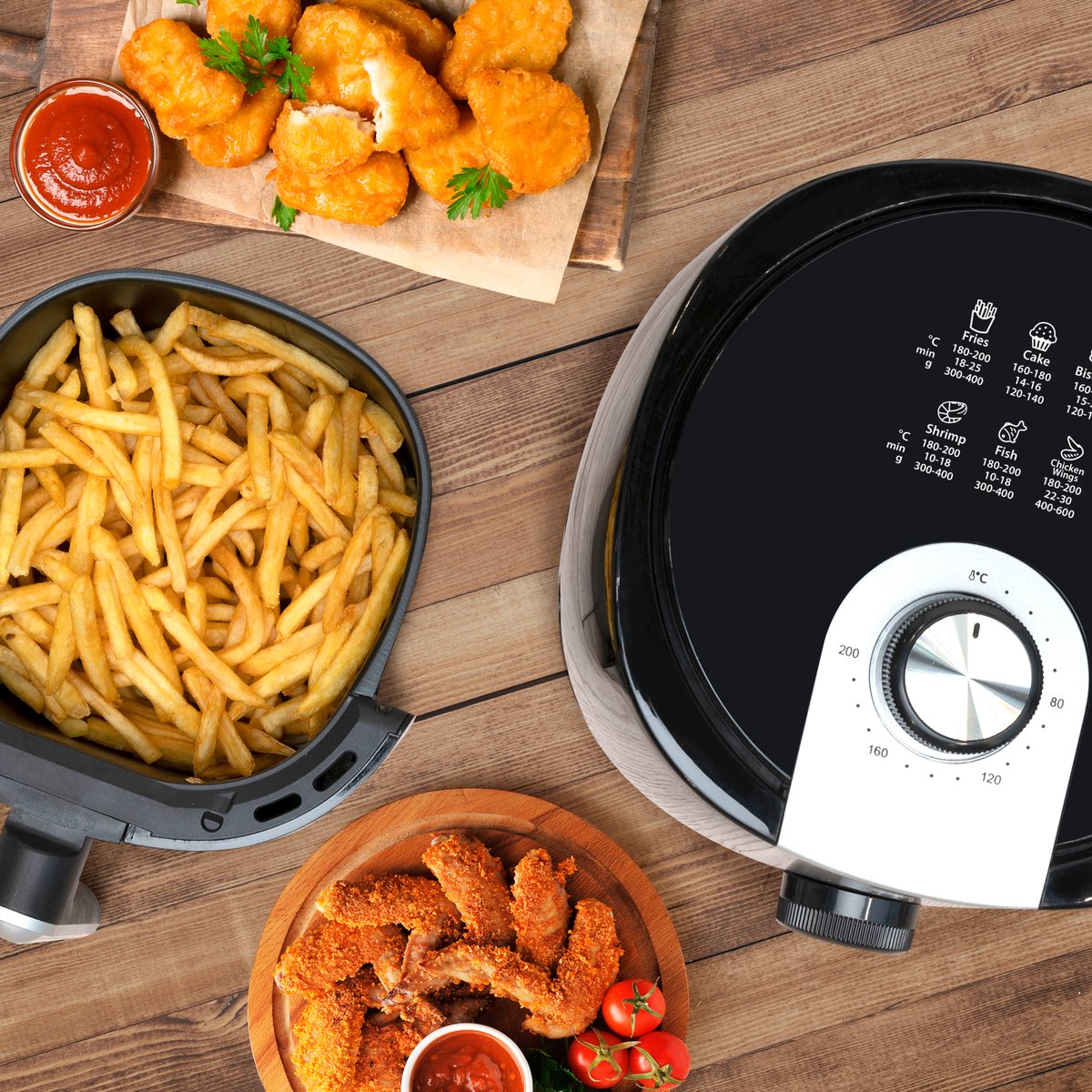 Airfryer XXL Alpina Freidora Aire XXL - Air Fryer 9L - Freidora De Aire Con Pantalla Digital - Airfryer Con Temporizador Y Temperatura De 60 A 200℃ - Con 8 Programas De