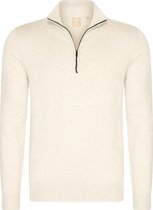 Mario Russo Half Zip Sweater - Trui Heren - Sweater Heren - Coltrui Heren - M - Ecru