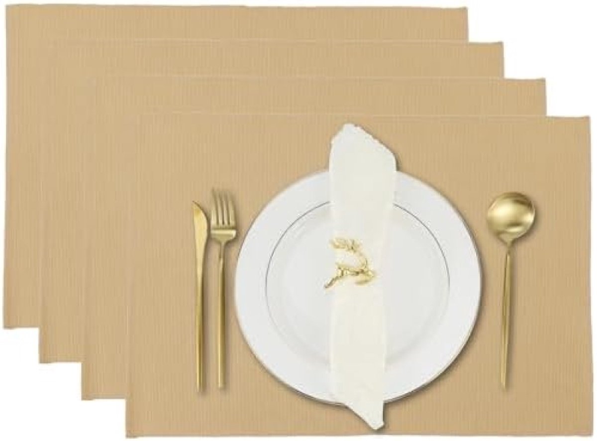 Katoenen Placemats voor Eettafel Set van 4 Keuken Doek Diner Matten 13x19" Croissant Bruin