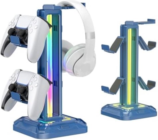 ieron Zwarte RGB Headset Controller Stand met oplaadstation voor PS5 ieron Zwarte RGB Headset Controller Stand met oplaadstation voor PS5