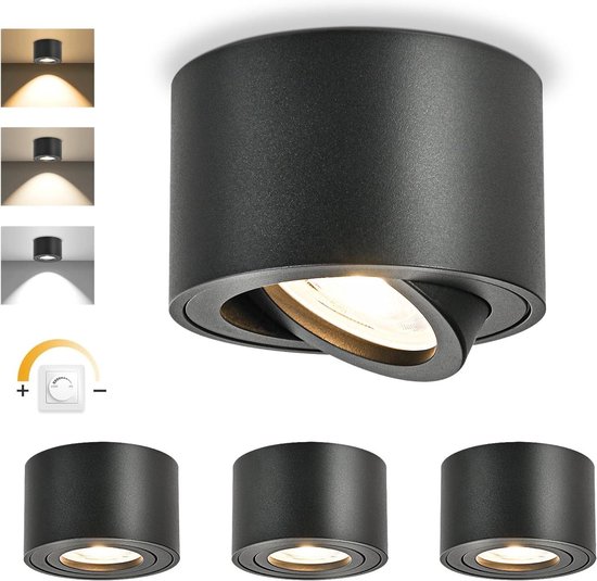 Dimbare led-opbouwspot draaibaar 5 W plafondspots Ø 80 x 50 mm 3000 K