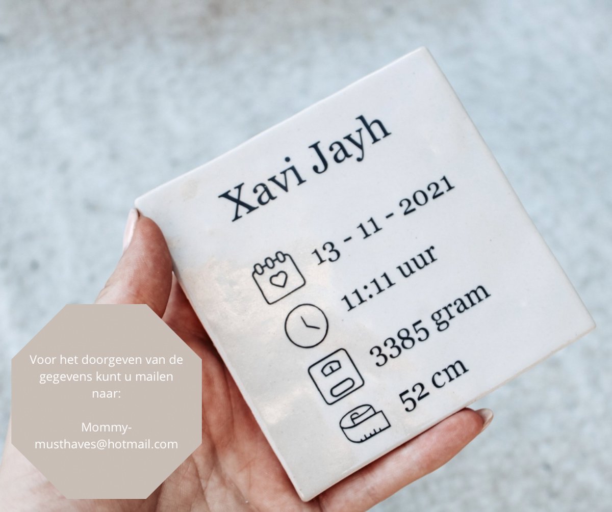 Goedkoopste Geboorte Tegeltje met tekst - Kraamcadeau - babygeschenk - Personalisatie - geboortekaartje - taupe - wit - zwart - neutraal - Mommy musthaves - spreuktegel - kinderkamer - accessoires - ZIE BESCHRIJVING VOOR HET DOORGEVEN VAN DE GEGEVENS!