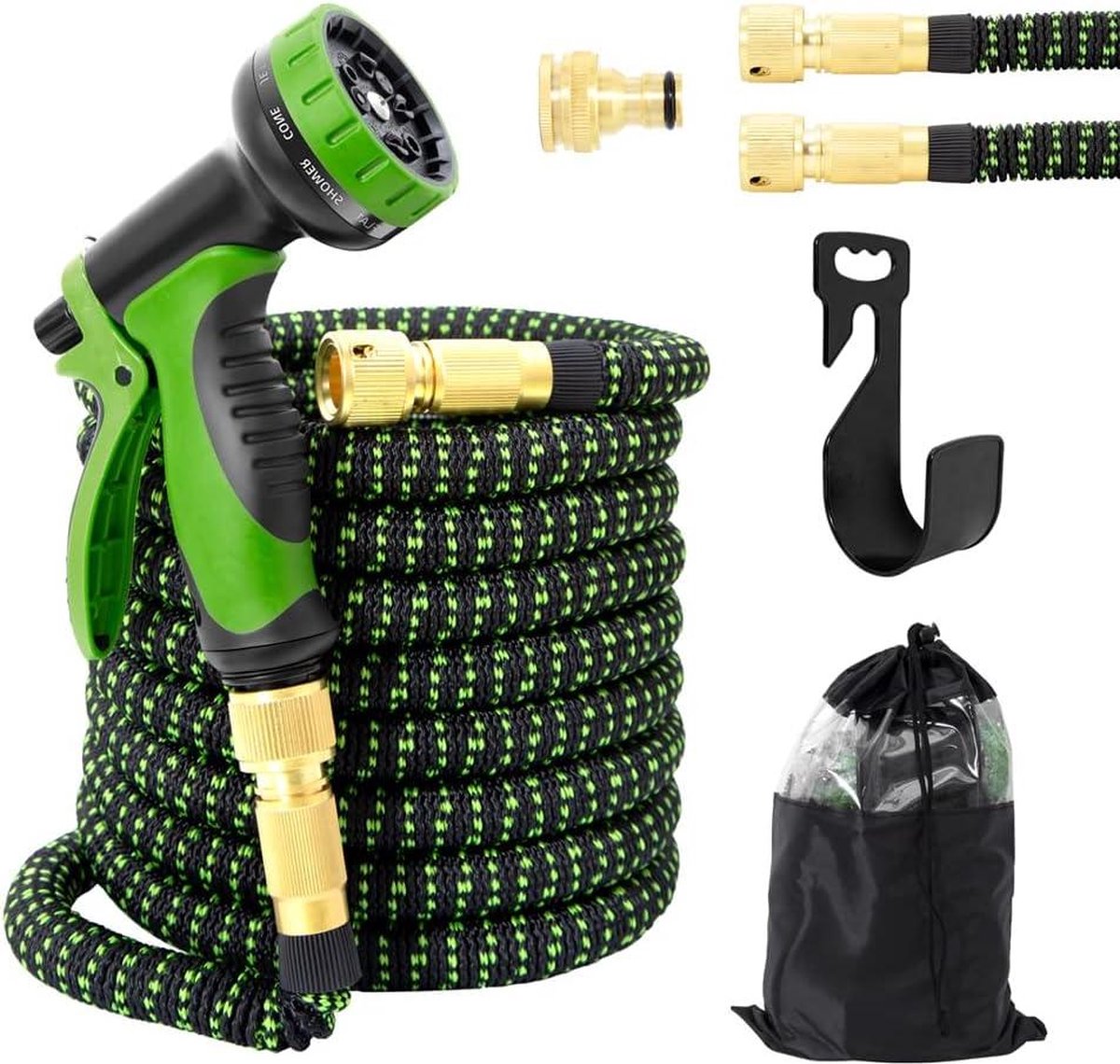 Flexibele 30 m rekbare tuinslang - 3/4 inch - 10 functies sproeiknop - irrigatieslang voor huisdieren - tuin- en autowassen