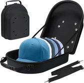 Winter Shore Zwarte Hard Hat Cap Doos - Duurzame Reis Drager met Handvat, Schouderband & Ventilatie voor Honkbal Petjes, Past 6 Petten - Hoeden Opslag voor Honkbal Caps - Houder Organizer