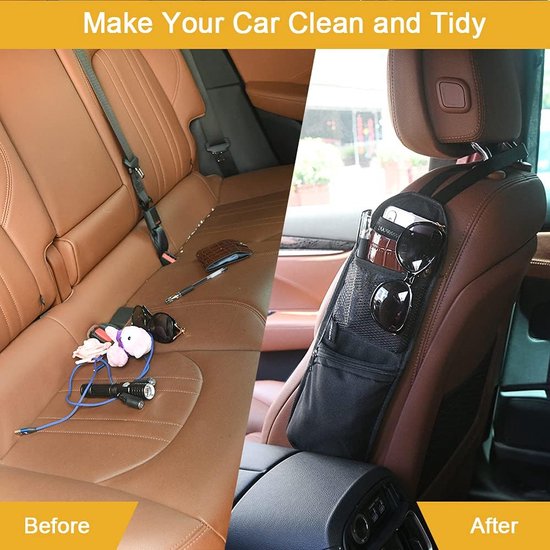 cartrend Hero Achterbank-organizer, met 12 vakken, grote en opvouwbare stoelorganizer voor de auto, met klittenbandsluiting, 12 vakken, grijs