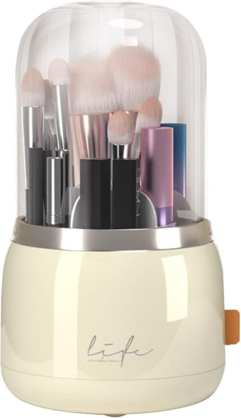 Foto: 360 graden roterende cosmetica organizer met 6 compartimenten en transparant deksel cr me geel