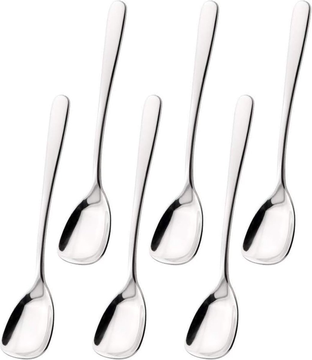 Elegante RVS Dessertlepels voor Koffie, Thee, IJs en Cake – Set van 6