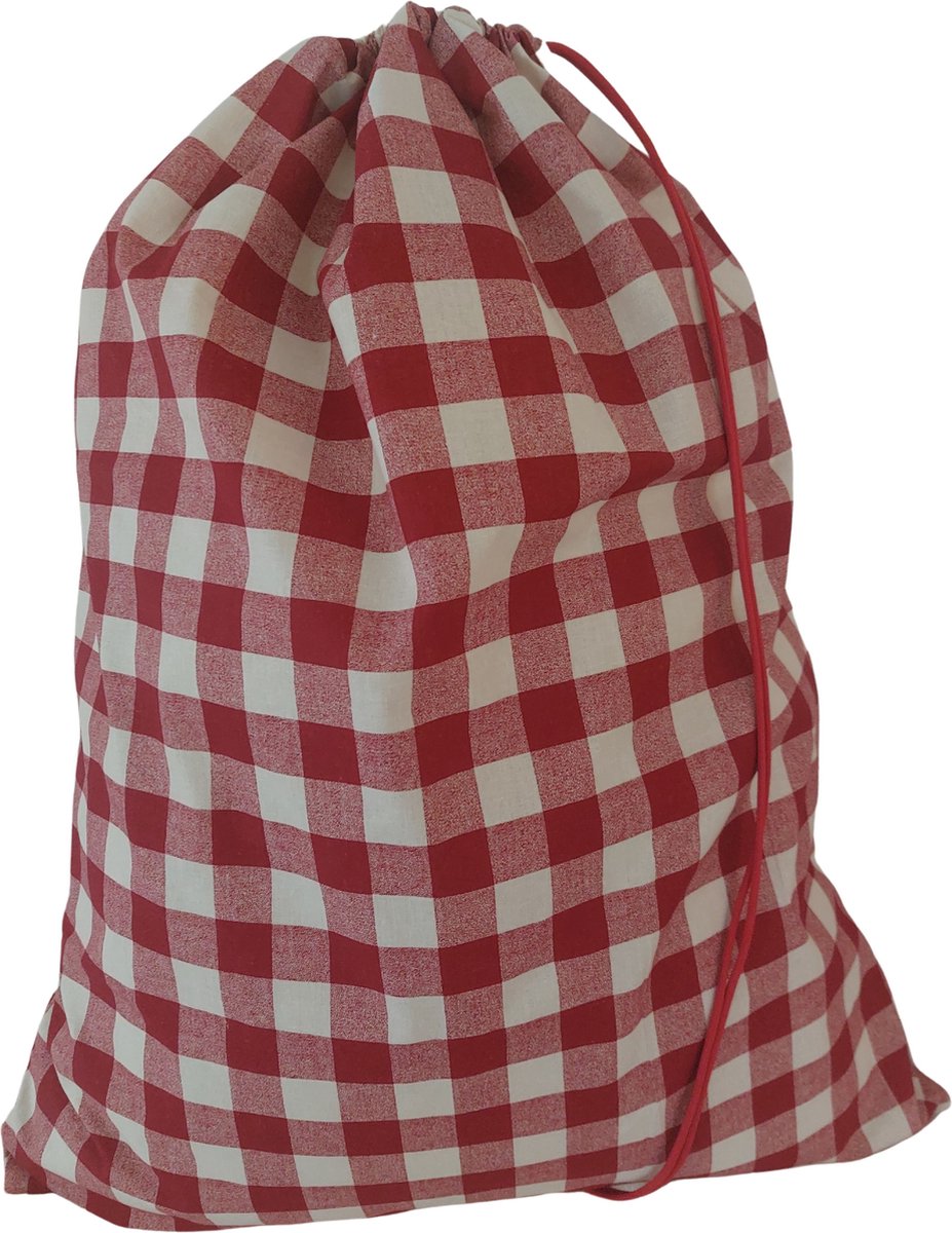 Goedkoopste Bluvardi katoenen waszak -XXL- met trekkoord - rood ruit