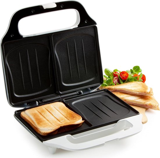 Foto: Sandwichmaker xl 900 w wit groot formaat broodrooster