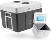 Brisby Glacière électrique 40 litres, Frigobox Deluxe avec connexion 12 V, 220/230 Volts pour voiture et camping - AC/ DC - avec glacière passive - GRIS