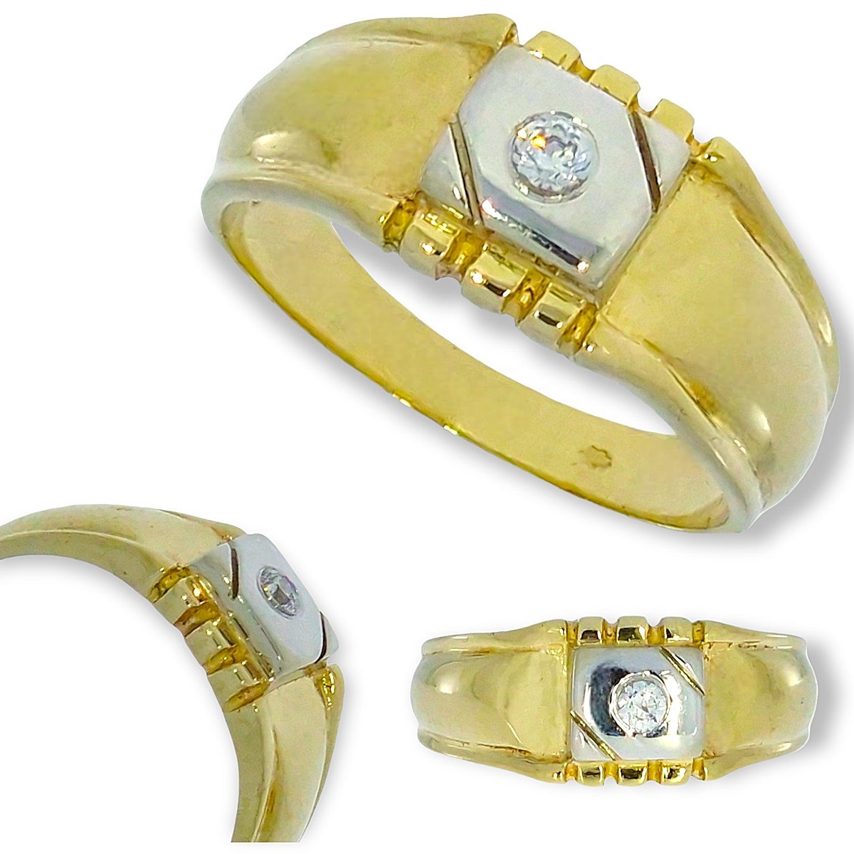 Gouden Zegelring Zirkonia 14 karaats