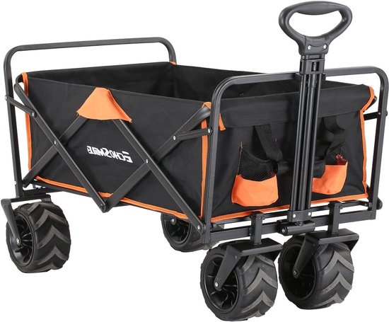 Sekey StarkX 3114, opvouwbare rubberen banden, 200 kg, zware belasting, opvouwbare bolderkar, geschikt voor terrein, inklapbare handwagen, strand, camping, kinderen, ultralicht, massief rubber, 100