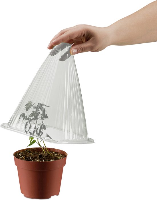 Chapeau végétal Relaxdays - lot de 10 - contre les escargots - 22x19x19 cm - plastique - gris