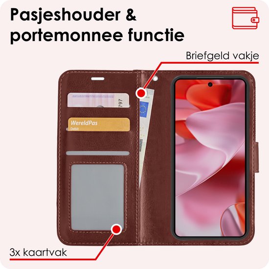 Coque pour Google Pixel 9 Pro Case Book Case Cover Flip Cover Portefeuille Bookcase avec 2x Protecteur d'écran - Marron