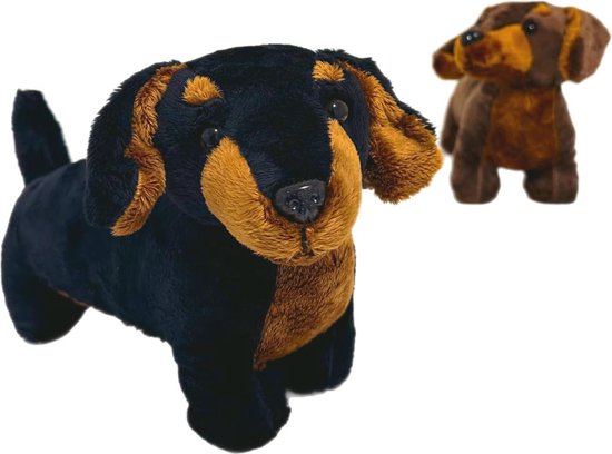 Knuffel Hond - Roodbruine Teckel - 34 cm - Levensecht - Pluche Knuffels | Per Sempre Toys