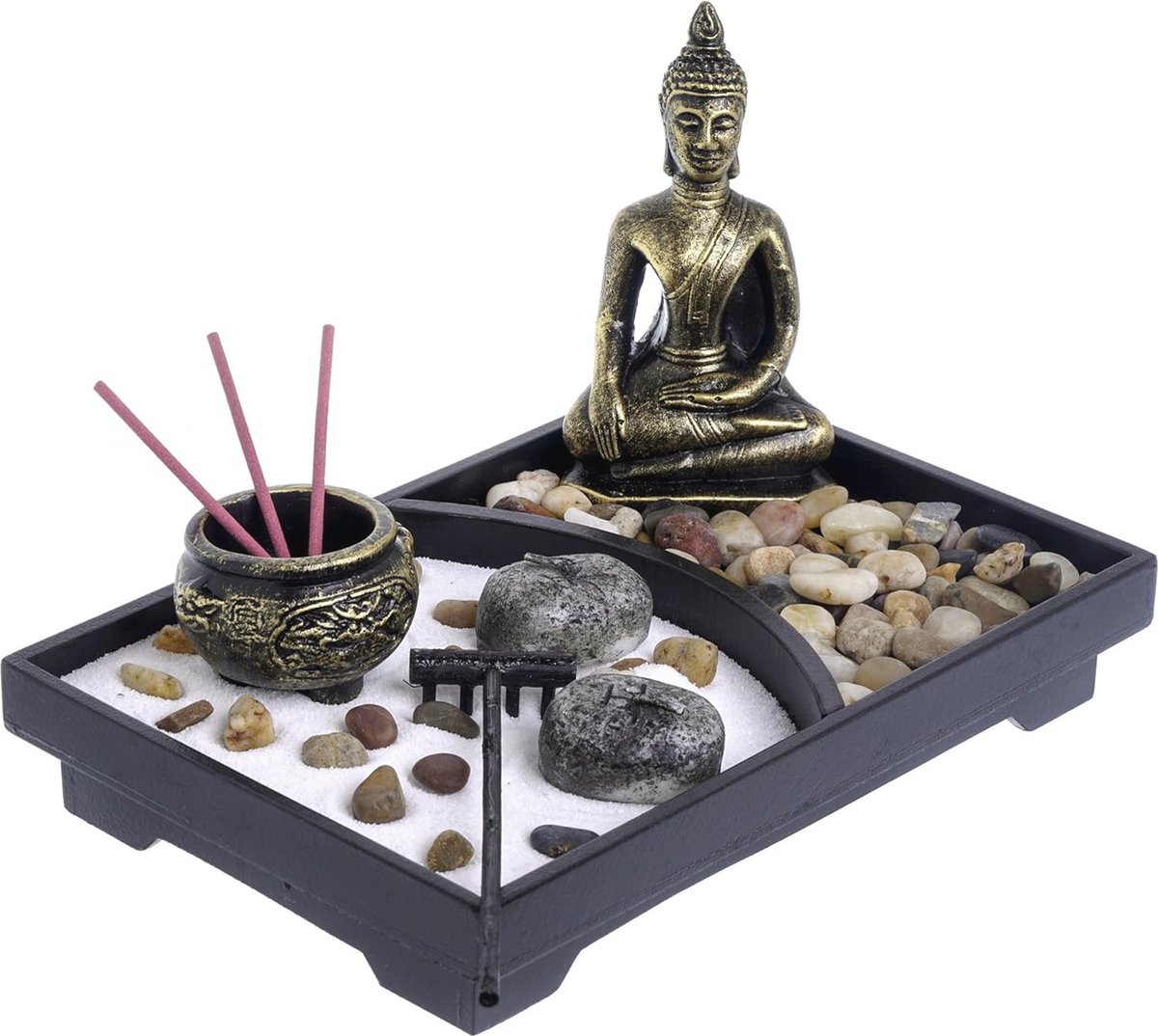 Zen Garden Kaars en Wierook Houder met Decoratieve Stenen