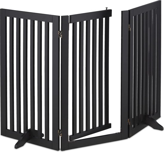 PawHut Veiligheidshekje voor honden, vrijstaande barrière, verstelbare lengte, geïntegreerde afsluitbare deur, afmetingen: 113-166 l x 36 b x 71 h cm, grenen wit