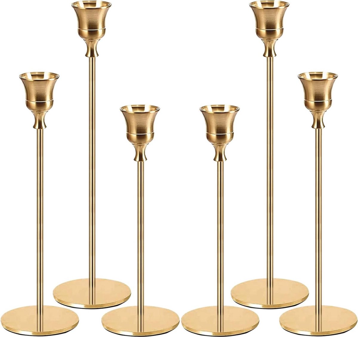 PEAM Set Van 6 Gouden Kandelaars - Moderne Vintage Stijl - Elegante Tafeldecoratie Voor Bruiloft & Woonkamer GOOD