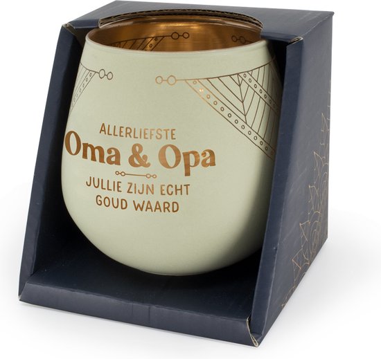 Sfeerlichthouder - Allerliefste opa en oma. Jullie zijn echt goud waard - Glas