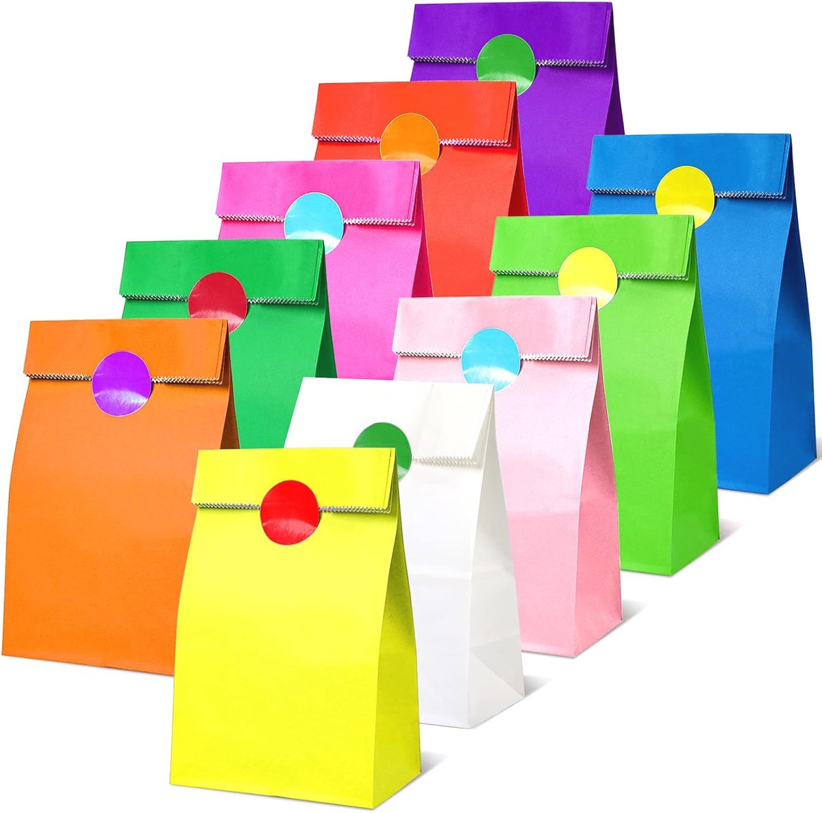 Kleurige Papieren Geschenkzakjes - 50 Stuks voor Kinderverjaardagen en Feestjes