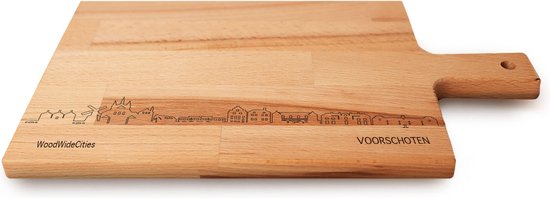 Skyline Serveerplank Voorschoten - Hapjesplank - Serveerplank - Tapas - Hapjes - Serveren - WoodWideCities