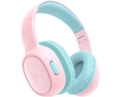 StayPowered Kinder Hoofdtelefoon - Bluetooth - Veilig Geluid en Comfort voor Kinderen - Volumebegrenzing 85/93 dB - Opvouwbaar en Verstelbaar - Compatibel met Tablets en Smartphones - Zacht Eiwitleer - Roze - Levering Sneller dan Aangegeven!