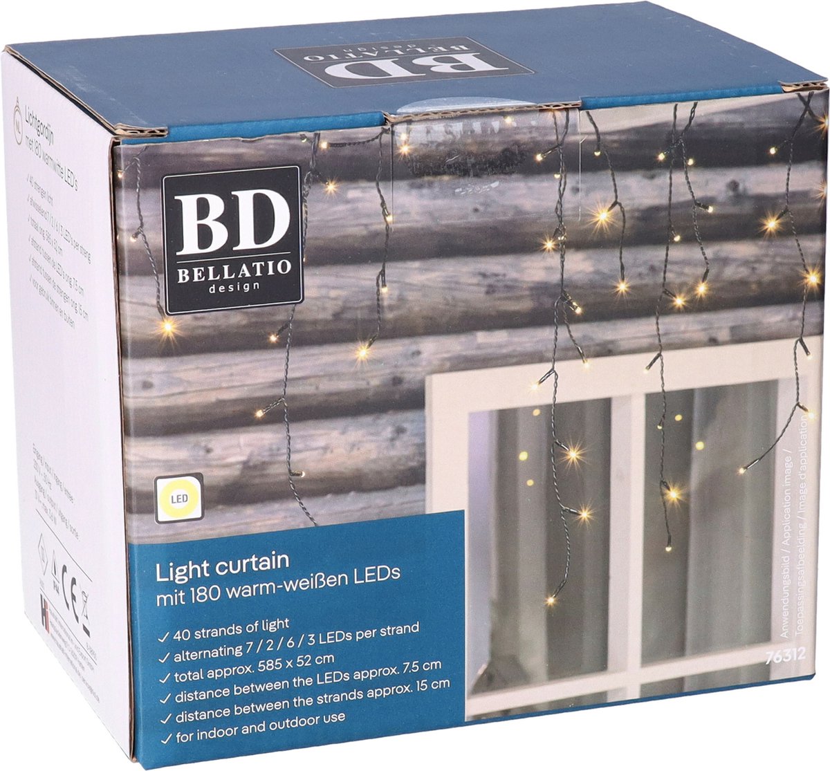 Bellatio Decorations IJspegelverlichting - 180 leds - warm wit - 6 mtr - kerstverlichting - ijspegels