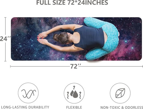 Antislip Yogamat voor Fitness en Pilates - 183 x 61 cm, Extra Dikke en Gevoerde Matte voor Optimale Grip en Comfort — afbeelding 2