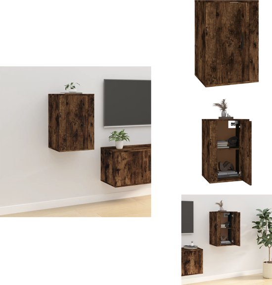 Dghigliott TV-meubel, Woonkamerdressoir, Lage tv-kast, Voorzien van wandbasis, 120x30 h45 cm, Eiken