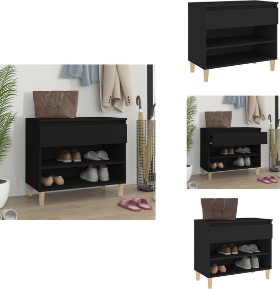 vidaXL Schoenenkast 52x25x120 cm bewerkt hout zwart, opbergrek voor schoenen, opbergstellage voor schoenen, schoenenordener, schoenenstellage