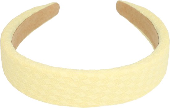 Diadème épais bloc motif tissu 3 cm Pastel jaune clair bande de cheveux attelle de cheveux