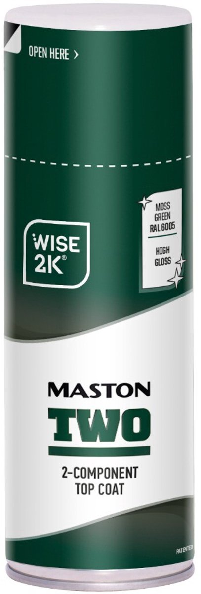 Maston 2K Top Coat - Anti Roest - Hoogglans - Mosgroen (RAL 6005) - Spuitlak - 400 ml